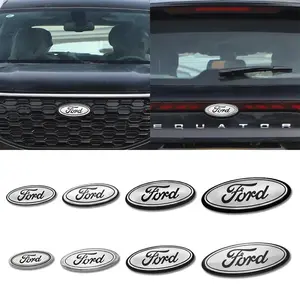 1Pcs Alloy/ABS Silver Black Ford Models Car Front Grille Emblem Hood Bonnet Logo Rear Trunk Badge Lid Cover Sticker Accessories For Ford Focus mk2 mk3 Fiesta Mondeo mk7 Ranger Mustang Fusion Explorer Transit S-Max Edge Kuga F150 F250