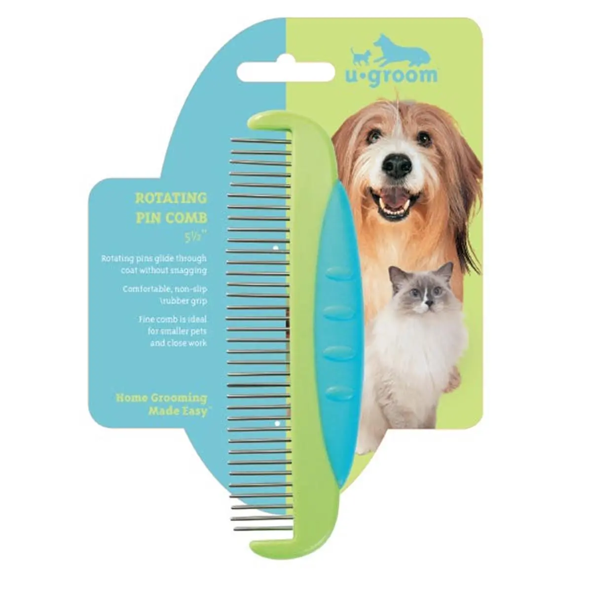 PetEdge US1348 11 5.5 in. U-Groom Rotating Pin Comb