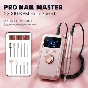 Electric Nail Drill Set for Gel Nails, LED Display Nail Polisher with Adjustable 32 Speed Settings, Long-Lasting and Compact Design Salon Equipment for Nail Care, Nail Grinding Tool for Girls and Women