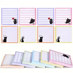 4/8 pieces of 3x3 cute self-adhesive post-it notes, funny black cat post-it notes, gifts for cat lovers, cute cat office supplies, convenient post-it notes, and essential items for going back to school, Adhesive Stickers, Sticker Packs, Sticky Labels