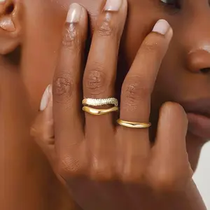 Ladies' Stackable Irregular Ring Exquisite Ladies' Stackable Ring Three Piece Set Fashionable Thumb Wedding Engagement Ring Ladies' Ring
