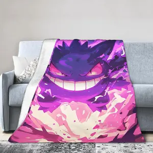 Ghost-Type Gengar Flannel Throw Blanket Super Soft Warm Bedding for Living Room Sofa Couch Travel Outdoor Camping Fan Present