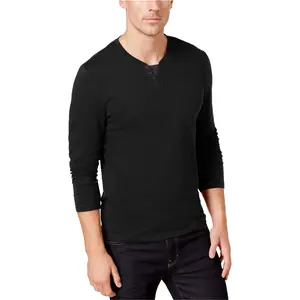 Alfani Mens Split Neck LS Embellished T-Shirt