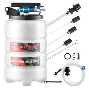 VEVOR Fluid Extractor, 9.5 L Capacity, Pneumatic/Manual Vacuum Oil Extractor Pump with 59 in Long Horse Three 47 in Extension Tubes, Oil Change Pump with PE Tank for Cars, Lawn Mowers, Boats