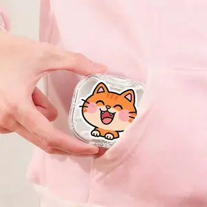 Grinning Orange Cat Printed Braces Box, Anti-Lost Portable Denture Storage Box, Dual-Use Orthodontic Retainer Case for Home and Travel, Wear-Resistant Compression-Resistant