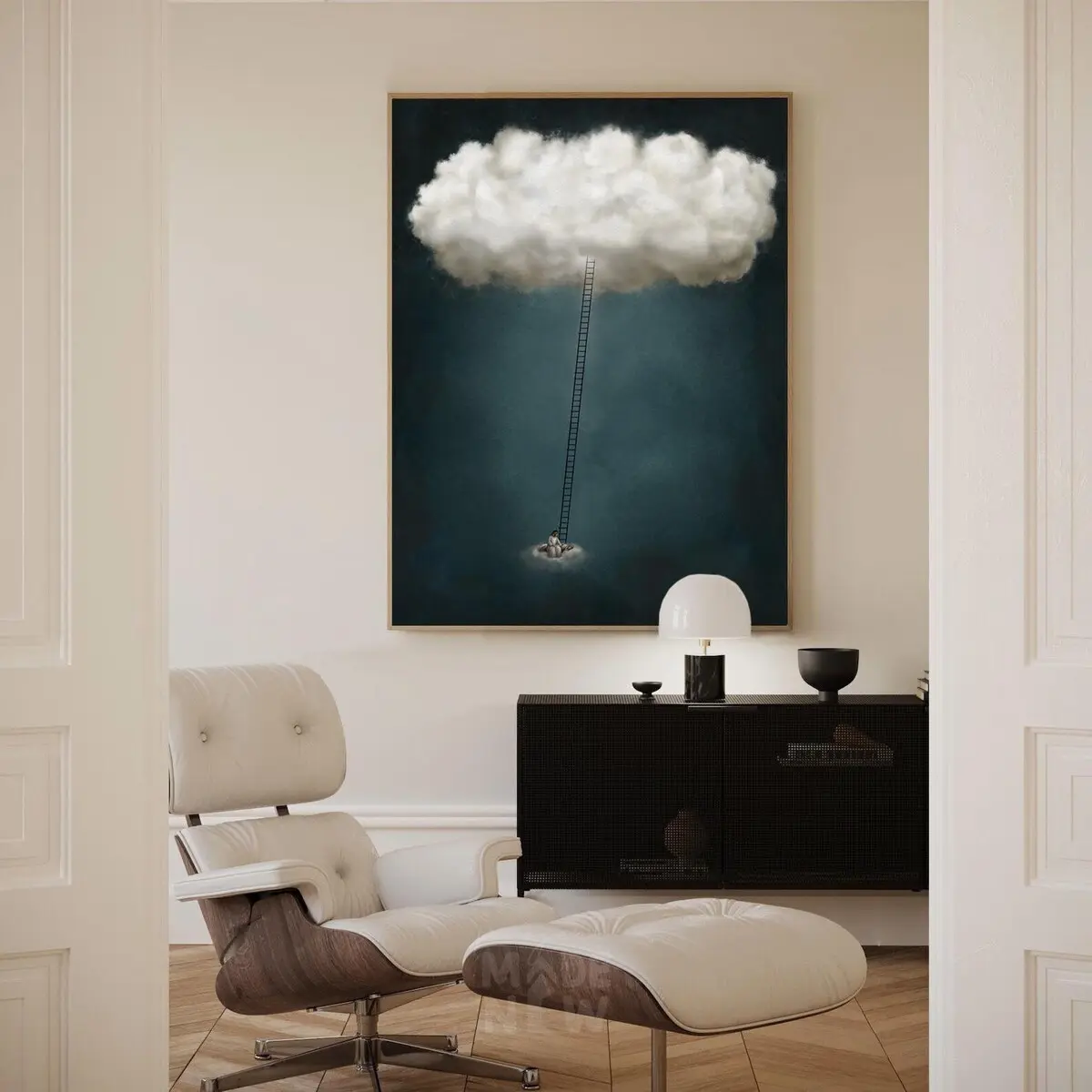 Modern Christian Wall Art, Jesus Printing Poster, Subtle Cloud Artwork Unframed
