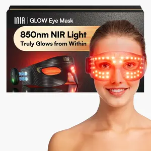 INIA GLOW Red Light Therapy Eye Mask with 96 High-Density LEDs & Cryotherapy Cooling, LED Eye Mask Skincare for Wrinkles, Dark Circles & Puffiness, FDA-Cleared, Portable and Rechargeable, 2-Year Warranty