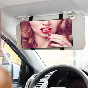 Car Mirror Visor Cosmetic Car Makeup Mirror for Car Visor, Large Car Vanity Mirror SunShading Cosmetic Mirror for Car Truck SUV Rear View Mirror Sun, Shading Cosmetic Mirror with Straps.(Black)