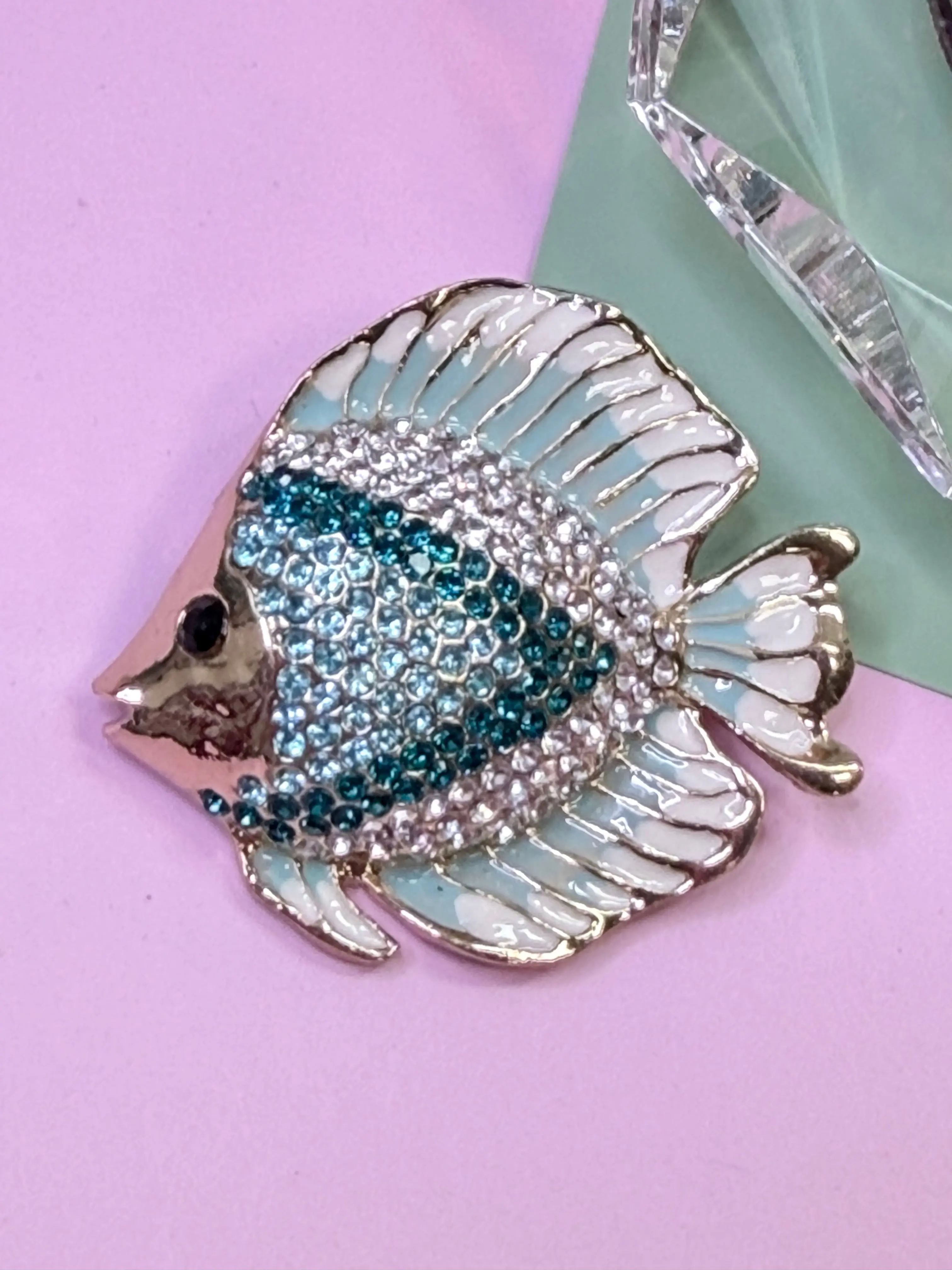 Crystal Enamel Fish Brooch