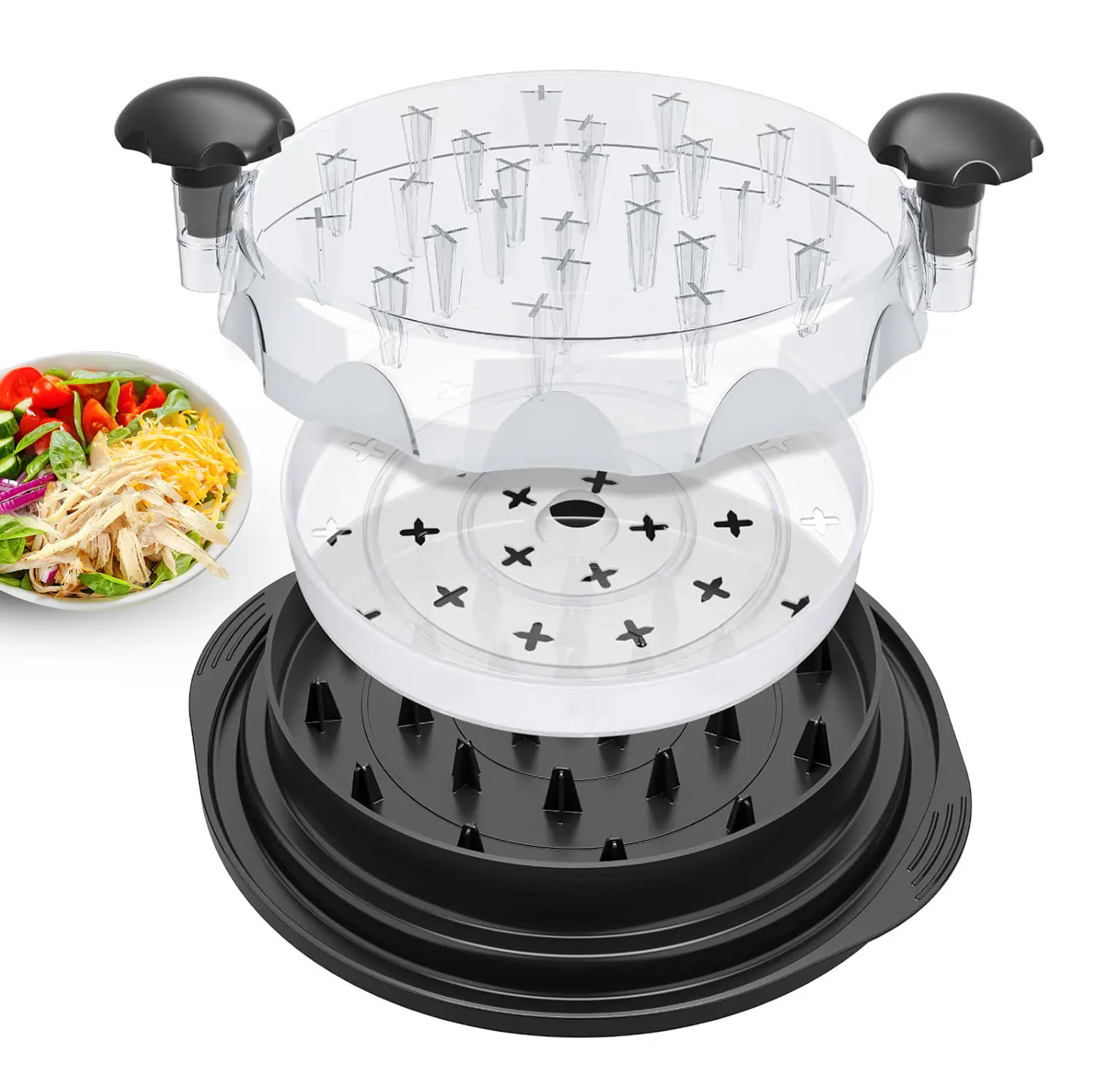 Transparent BPA-Free Plastic Chicken Shredder Kitchen Utensil - Stable Anti-Slip Twist Tool with Ergonomic Handle, Heat Resistant, Dishwasher-Safe for Cooking Tocas, Buffalo Chicken Dip