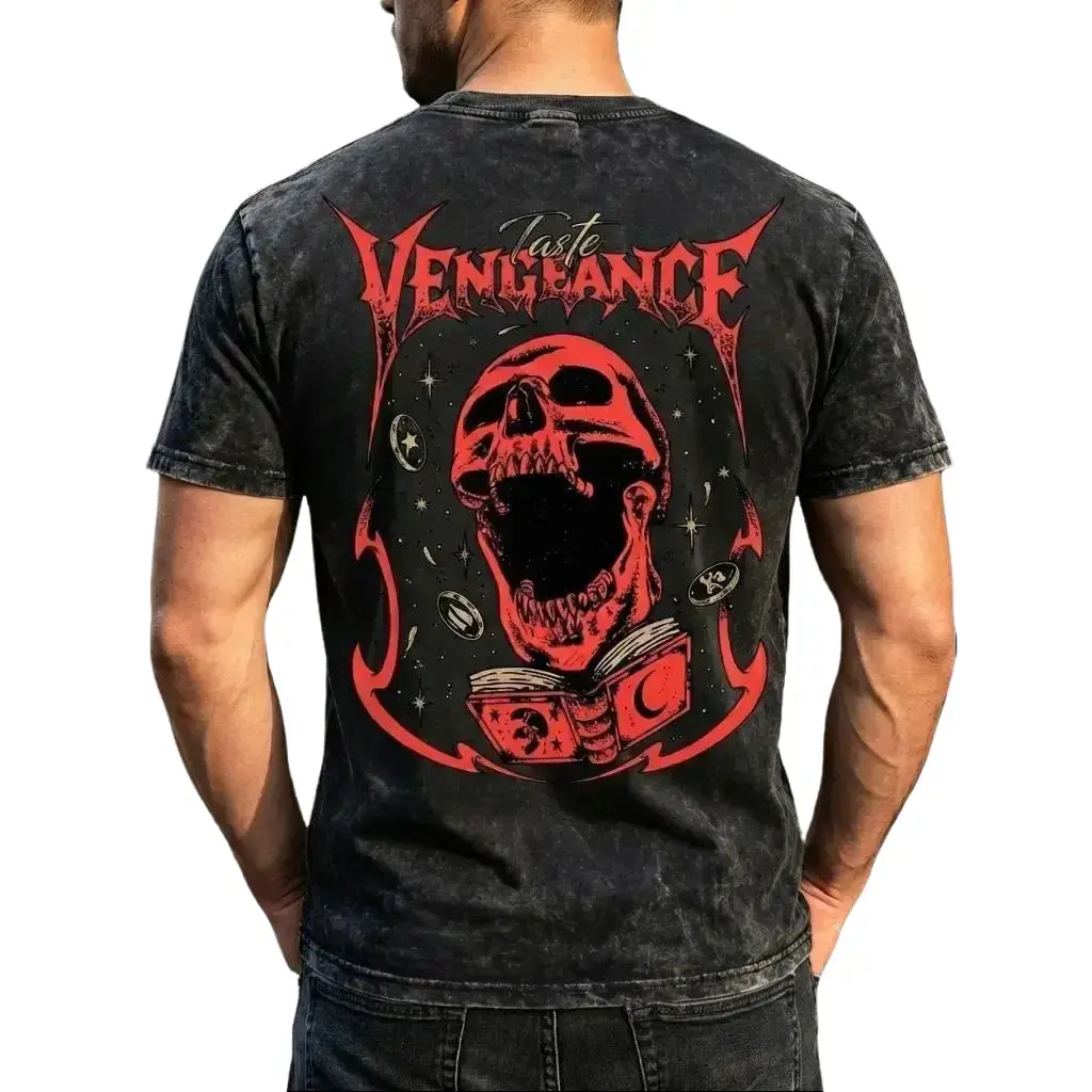 Acid Wash Skull Graphic Tee Vintage Goth Shirt Dark Fantasy Streetwear Oversized T-Shirt RuneScape OSRS Vibe Retro Washed Black Graphic Tee Gothic Skull Shirt Edgy Grunge Alt Fashion Y2K Street Style Unisex Casual Gaming Inspired Shirt