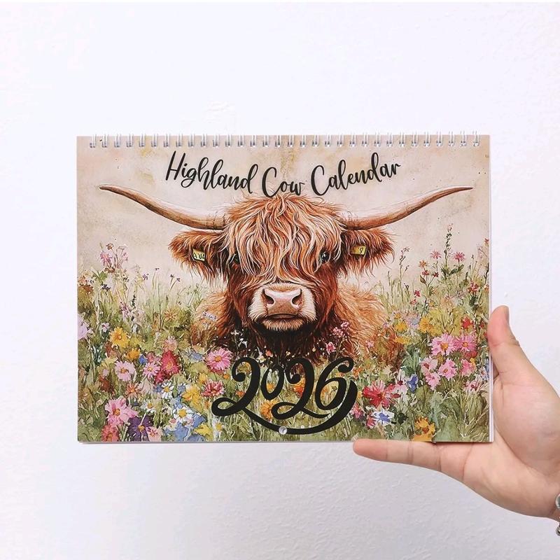 2026 Highland Cow Calendar, Desktop Calendar, Tear Off Calendar, Elegant Home Wall Art, Daily Schedule Planner, Perfect New Year Gift Idea