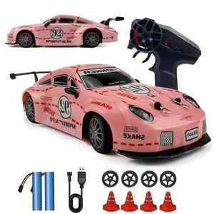 RC Drift Car 2.4GHz 1:24 Scale 4WD High Speed Remote Control Cars Vehicle with LED Lights Two Batteries and Drifting Tires Racing Sport Toy Cars for Adults Boys Girls Kids Ideal for Birthday And New Year Gifts for Both Boys And Girls