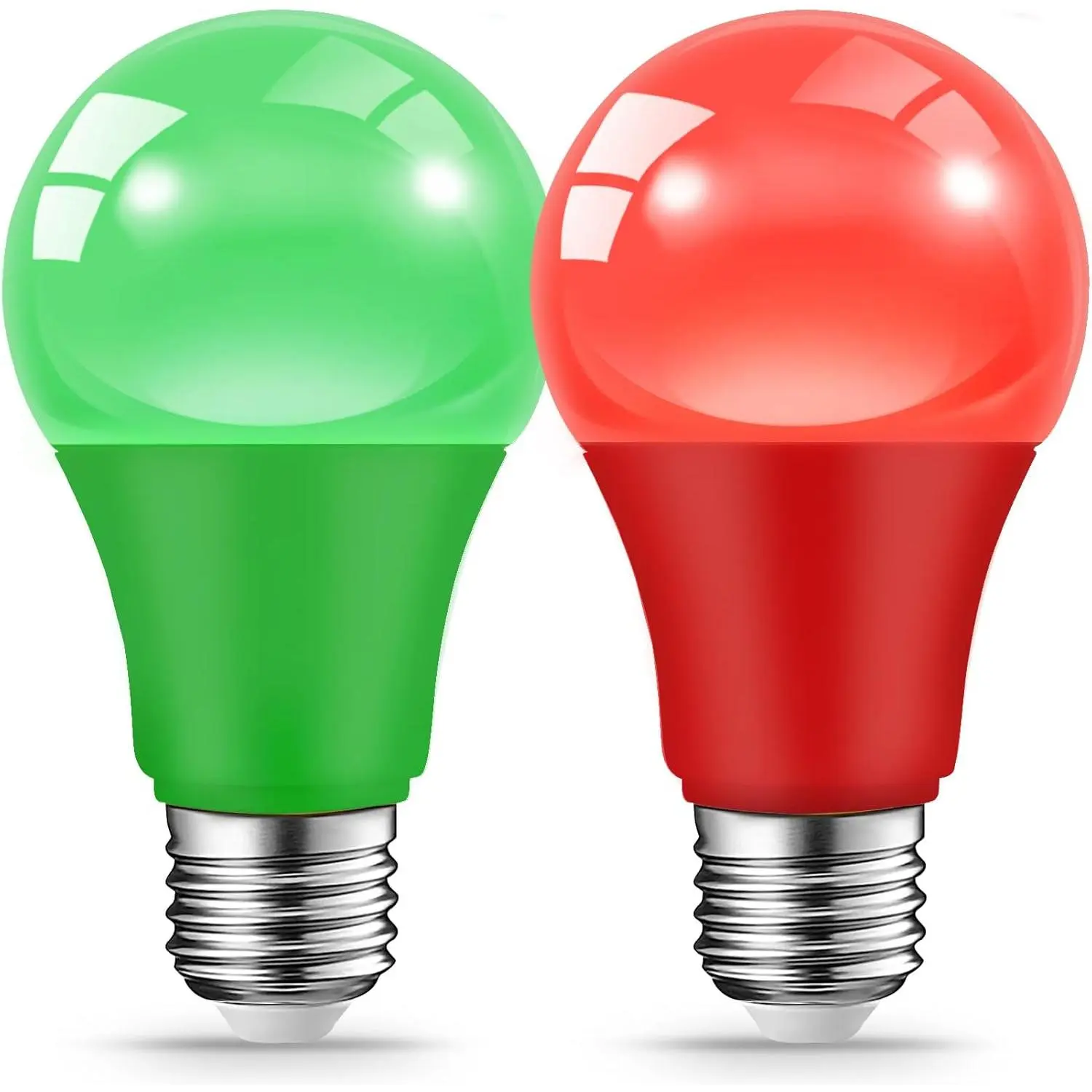 Red Green Light Bulbs for Christmas, 9W(60W Equivalent) E26 Base Red Green Bulb for Christmas Halloween,Wedding,Party,Bar,Porch,Holiday Lighting, Decor, 2-Pack