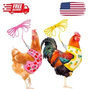 2 Pcs Adjustable Chicken Harness and Leash Set (Pineapple, Strawberry,Medium)