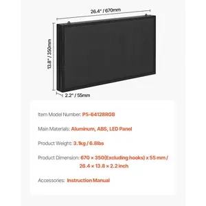 VEVOR Programmable LED Sign, P5 Full Color Flexible Digital Scrolling Panel, DIY Custom Text Pattern GIF Display, Bluetooth APP Control Message Board for Store Business Advertising, Indoor 27x14 in