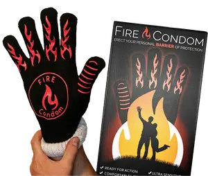 Fire Kondom Heat Resistant Glove - Hilarious Gift That Works - 932 Degrees Heat Resistant - Includes Heat Glove, Funny Box, and Instructions
