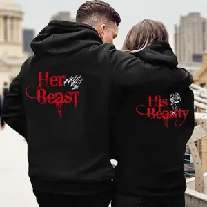 His Beauty Her Beast Matching Couple Hoodie / Sweatshirt / T-Shirt | Trendy Fall Streetwear for Couples – Stylish 100% Cotton Pullover, Cozy Outdoor Casual Outfit, Romantic Autumn Fashion Gift for Lovers & Valentine’s Day