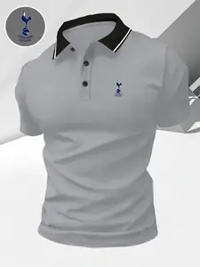 Men Women Summer Fashion Casual Outdoor Sports Short Sleeve Polo Shirt, Quick-Dry Breathable Easy Wash, Tottenham Hotspur Logo Print