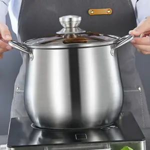 Stainless Steel Noodle Pot Silver Color Outdoor Cooking Utensils, Electric Induction Cookware, Korean Hotpot BBQ Grill Pan