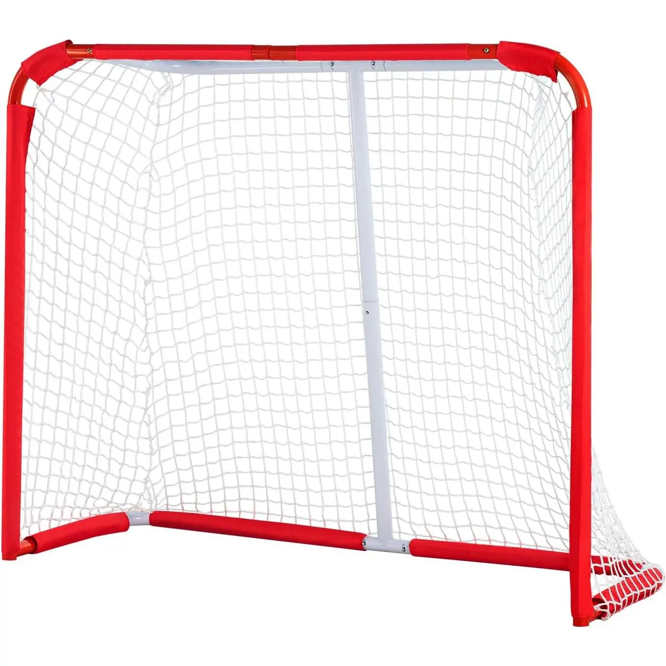 Spring new arrivals Youth Street Hockey Net, Indoor Outdoor Steel Hockey Goal, Portable Lightweight Youth Street + Roller for Kids, Junior Hockey Training Goal Set with Net, Easy Assemble, 54" x 44", White/Red