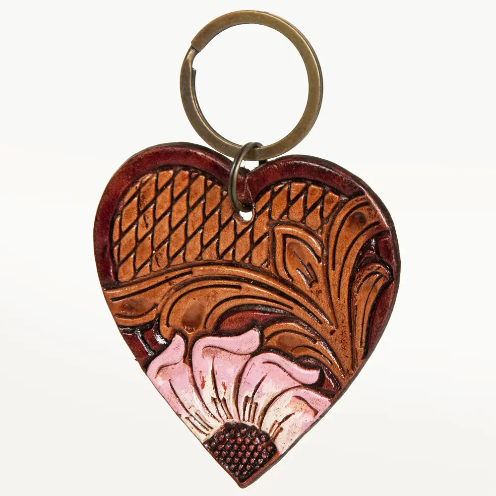 American Darling ADKR181 Hand Tooled Carved Genuine Leather Keyring