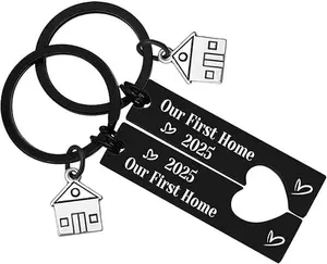 Our First Home 2025 Keychain Set Housewarming Gift New Home Gift for Couple Friends Family First Home Keyring New Homeowner Gift for Women Men Her Him Coworker Moving in Jewelry Realtor Closing Gifts