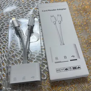 5-in-1 SD Card Reader for iPhone,iPad,Android – Dual USB-C & Lightning Adapter, Supports SD/MicroSD/USB 3.0, Fast Transfer, Plug & Play, No App Needed