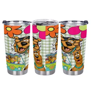 20oz Scooby Doo Tumbler Stainless Steel Insulated Travel Mug with Lid Straw Leakproof Cartoon Water Bottle for Fans Hot Cold Drinks Perfect for Camping Sports Parties TikTok Viral Trending Gift
