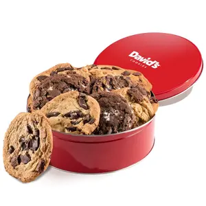 David's Cookies Assorted Fresh Baked Decadent Cookie Gift Tin – 2lb Basket with 8 Jumbo Cookies – Soft and Chewy Bakery-Style Dessert for Birthdays, Holidays, Thank You and Special Occasions