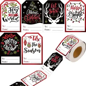 300pcs Christmas Gift Tags, 6 Styles - Red & Black Plaid Labels, Holiday Stickers for Presents, Party Favors, Gift Wrapping & Sealing - Perfect for Xmas, New Year Celebrations & Festive Gatherings
