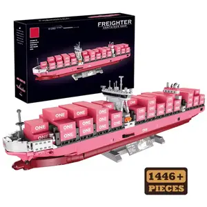 Creative City Cargo Container Ship Model Building Blocks Toy Gift Set Large Freight Boat Set 1446 Pieces