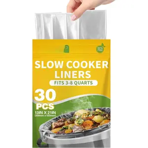30 Count Slow Cooker Liners, 13"x21", Fits 3-8 Quarts, Disposable Pot Liners Compatible with Crockpot, Oval Large Size,  Cooking Bags, Kitchen Accessories, Cook with Ease