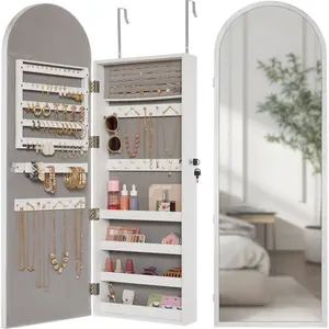 Best Choice Products Door/Wall Mounted Arch Mirror Jewelry Armoire, w/ Metal Frame, Lockable Door
