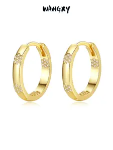 WANGXY Hoop Earrings for Women 14K Gold Plated Cubic Zircon Huggie Earrings for Everyday Jewelry