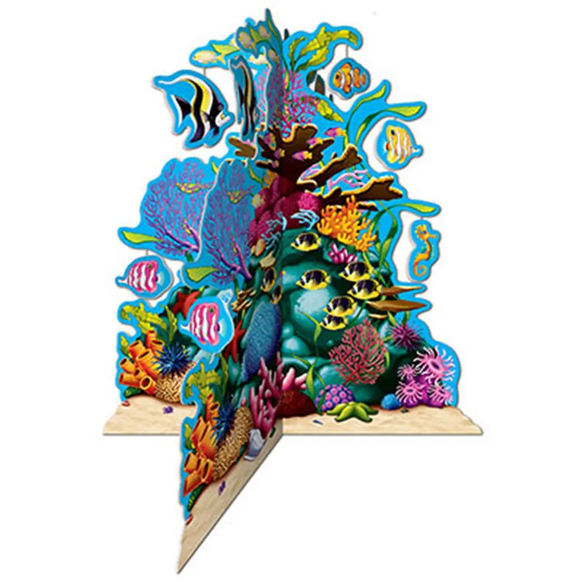 212 MAIN Unisex 3D Coral Reef Centerpiece Set - 12-Pack Assorted Undersea Ornaments, 10 in. Size with 10 Dangling Fish, Assembly Required for Home & Festive Decor, Nautical