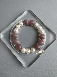 [DIY Purple Rose Quartz Pearl Bracelet]