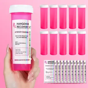 10 XL Pink Pill Bottles – DIY Hangover Kits for Bachelorette & 21st Birthday Party Favors