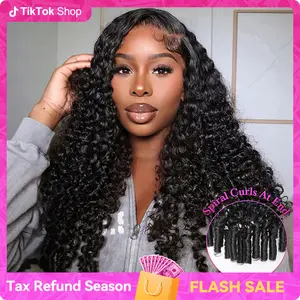 Burmese Curly 3 In 1 Half Wigs With Drawstring 250% Density Curly Hair Guleless Human Hair Wigs Easy Install Curly Half Wig For Beginners #springfresh