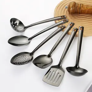 Stainless Steel Kitchen Utensils Set, 6 Counts/set Including Spoon, Slotted Spoon, Spatula, Kitchen Utensils Set for Home Use,Kitchenware Stainless Steel