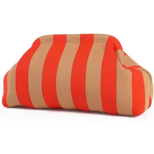 Woven Clutch Purses for Woman,Summer Beach Purse for Vacation, Woven Striped Dumpling Bag,Crochet Evening Handbag