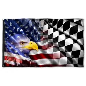 Cayyon Lightweight Checkered Racing American Grommet Flag, 3x5ft Banner with 2 Brass Grommets