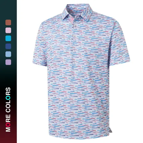 MAELREG Men's Summer Printed Short Sleeve Polo Shirt, Performance Golf Shirt, Stretch Breathable Fashion Top, Casual Men's Wear  Shortsleeve Menswear