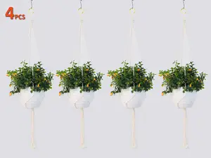 4Pcs Macrame plant hanger , hanging planter basket,  plant holder, plant hangers, simple minimalist boho decor for indoor outdoor - Handmade