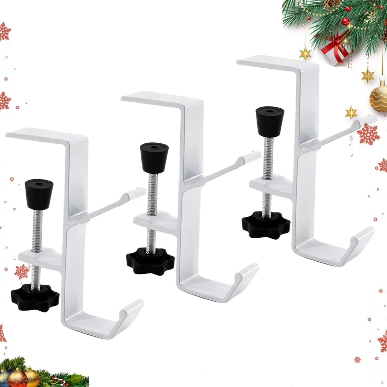 3 Pack Christmas Stockings Holder Hanger,Metal Hooks for Hanging Christmas Stockings,Stocking Holders for Mantle for Christmas Decorations (3White, 3)