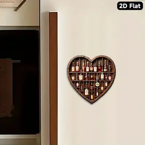 Heart-Shaped Acrylic Rubber Soft Magnet, Rustic Wine Barrel Display Rack, Whiskey Bottle Grid, Home Bar Decor, Christmas & Housewarming Gift