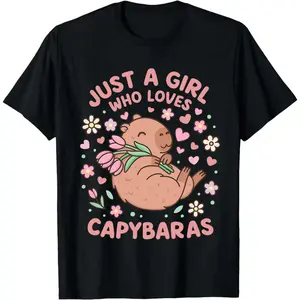 Capibara Cool Capybara Selfie T-Shirt Cute Capybara Kawaii Anime  Lover Girls T-Shirt Black Tshirt Casual Streetwear, Made in USA, Menswear Womenswear, Unisex Fan Gift for Birthday Holiday Christmas Halloween