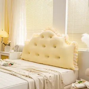 Luxury Princess Crown Lumbar Support Pillow, Soft Comfortable for Bedroom and Living Room, Fits Single to King Bed, Bohemian Style with Ruffles