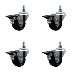 Service Caster SCC-TS20S314-PHR-PLB-M1015-4 Phenolic Swivel Threaded Stem Caster with 3 x 1.25 in. Black Wheels & 10 mm Stems - Set of 4