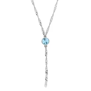 Round Crystal Y Necklace Chain 16" + 3" Extender